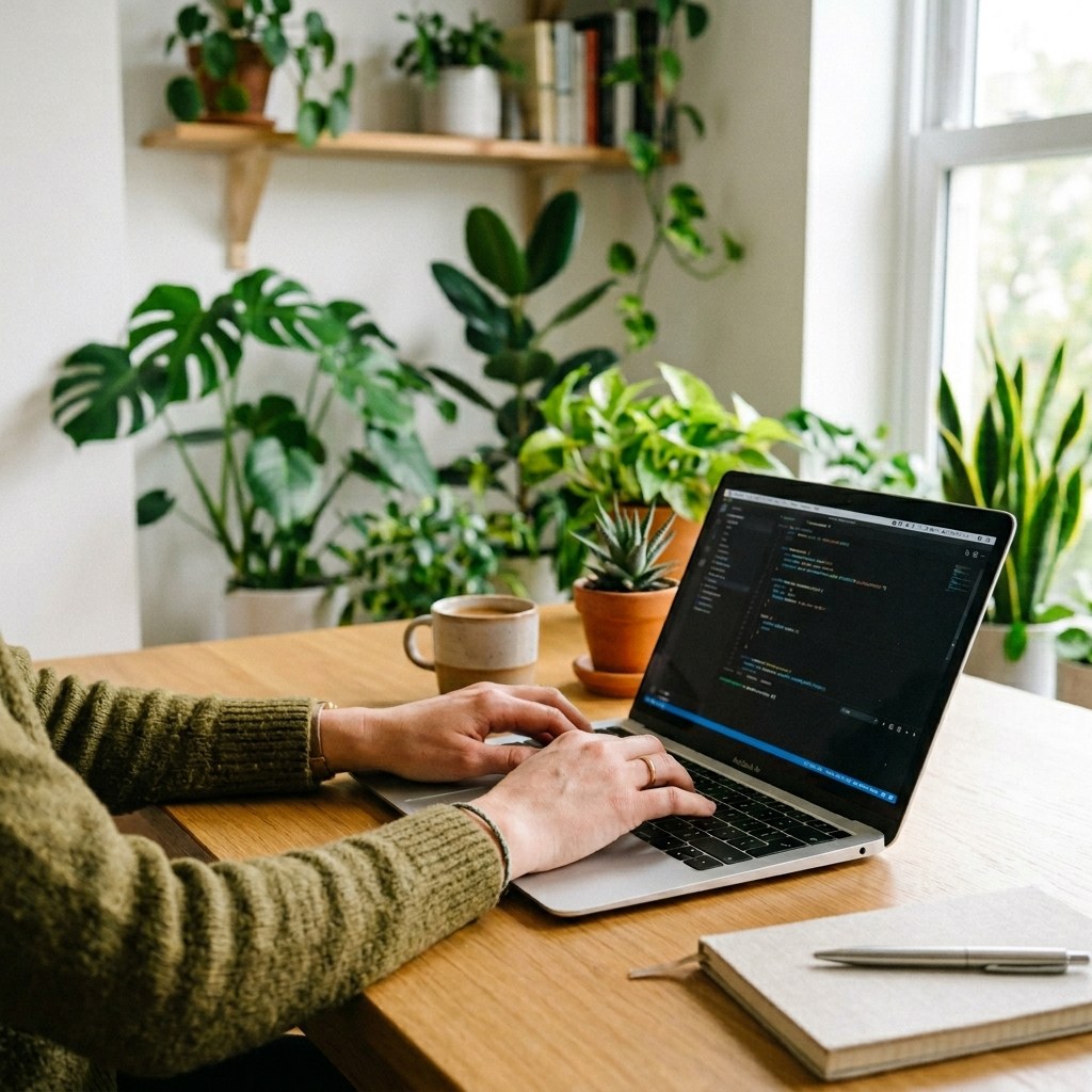 Working online from home